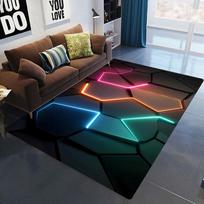 3D Geometrinis Kilimas Neoninės Šviesos Kilimai Šešiakampiai Kilimai Namams Žaidimų Kambario Dekoras Svetainei Miegamajam Paaugliams E-Sporto Kilimas 50X80cm