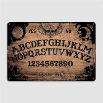 Klasikinis Ouija lentos plakatas Metalinė plokštelė Dizaino klubas Namų sieninė plokštelė Sieninis skardos ženklas Plakatai 20x30cm（7.8x11.8inch） brown