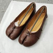 Madingi raukšlėti Tabi Ninja batai 2025 m. Moteriški jaukūs odiniai plokščiapadžiai su skelta pirštų dalimi Loafers Femme Mary Jeans Mocasines Moteriški balerinos bateliai 35 ruda