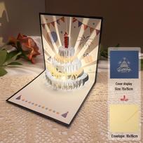 3D Pop-Up Birthday Sound Card with Recording Light - Cake Design for Boyfriend/Girlfriend Gift