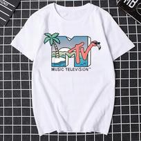 Retro Vyriški Moteriški Marškinėliai Vintage Roko Hip Hop TV Vasaros MTV Muzikinė Televizija Grafinis Viršus Streetwear Dydžio Daug Daug Laisvi Atsitiktiniai Marškinėliai S