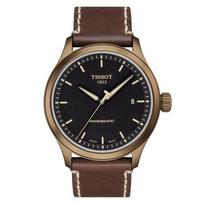 Tissot Casual-Sport Šveicariškas automatinis laikrodis: 43 mm chaki spalvos PVD dengtas nerūdijančio plieno korpusas, juodas matinis ciferblatas su datos rodikliu, Swissmatic ETA T116.407.36.051.00 ruda