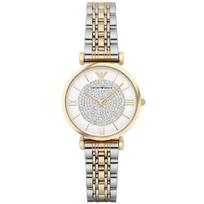 „Emporio Armani Gianni T-Bar“ baltas dvispalvis moteriškas kvarcinis laikrodis AR8031 balta