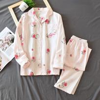 2026 Kimono moterims Klevo lapų pižamų komplektai Moterims 100% marlės medvilnė Ilgomis rankovėmis Kasdieniai naktiniai drabužiai Moteriškos pižamos M