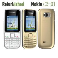 Atnaujintas originalus Nokia C2-01 mobilusis telefonas su 1 SIM kortele No charger auksas