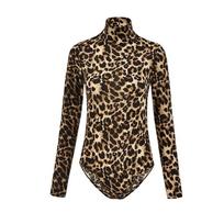 Moteriški leopardiniai kombinezonai rudeniniai vėžliai ilgomis rankovėmis Bodycon liesi kombinezonai kombinezonai moteriški seksualūs klubo drabužiai S