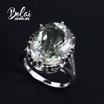 Natūralus žalias ametistas didelis brangakmenių žiedas 925 sterlingų sidabro madingi papuošalai moterų jubiliejaus dovana us ring size 7# žalia