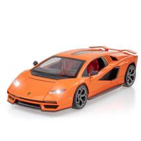 1/24 skalės „Lambo LPI800-4“ lydinio liejimo automobilių modelių žaislai, ištraukiama transporto priemonė su garsu ir šviesa vaikams suaugusiems dovanų kolekcija 1/24-21x9.6x5cm oranžinė