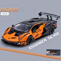 1:24 Scale Lambo SCV12 Diecast modelio automobilių žaislai, cinko lydinio ištraukiamas žaislinis automobilis su garsu ir šviesa vaikams dovanų rinkinio kopija 1/24-22x9.3x5cm oranžinė
