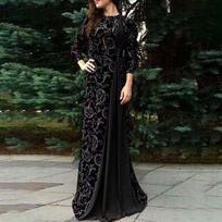 Moteriška madinga mėlyna ir balta porcelianinė suknelė Laisvalaikio elegantiška suknelė moterims L juoda