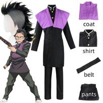 Anime Demon Slayer Shinazugawa Genya Cosplay kostiumas Perukas su paltu Marškiniai Diržas Kelnės Apranga Kimetsu No Yaiba Helovino uniforma L-(Costume+Wig)