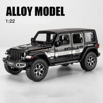 1/22 Scale Wrangler visureigio dyzelinio automobilio modelio žaislas, atidaromos 7 durys, patraukiama atgal žaislinė transporto priemonė su garsu ir šviesa vaikams, mažiems berniukams, mergaitėms, dovanų kolekcija 1/22-20.5x8.7x8cm juoda