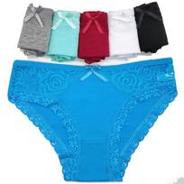 Moteriškas apatinis trikotažas Medvilnė Sexy Lace Moteriškos trumpikės kelnaitės žemu juosmeniu Kasdieninės kelnaitės 6 vnt / part. M