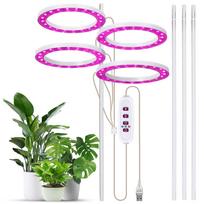Auginimo lemputės kambariniams augalams 4 galvutės 6,2 W 301,7 lm 80LED 4000K USB maitinamas auginimo žibintas 8H/12H/16H 4 Heads Pink Purple Light