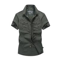 Cooljacket Beauyer vyriški vasariniai trumpomis rankovėmis medvilniniai marškiniai vienspalviai didelio dydžio kariški marškiniai 2XL armijos žalia spalva
