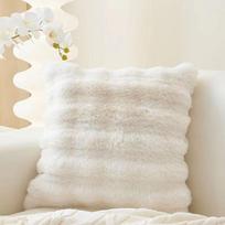 Cream Style Pillow Light Luxury Rabbit-like Plush Pillowcase Plush Living Room Home Sofa Bedroom Bedside Beige Backrest 45*45