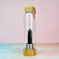 Krištolo Akmens Energijos Stulpas Stiklinė Vandens Stiklinė Bambukinis Dangtelis Natūralaus Krištolo Rinkinys Stiklinė 550ml
