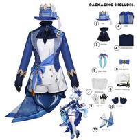 Furina/Focalors Cosplay Anime žaidimas Genshin Impact Kostiumas Karūnuotas Prima Uniforma Perukas Kepurė Suknelė Moteriška Helovino vakarėlis Vaidmenų žaidimas Drabužių komplektai xs