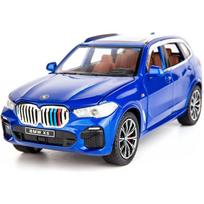 1/24 mastelio BMW X5 visureigio modelio automobilio žaislas, cinko lydinio ištraukiamas žaislinis automobilis su garsu ir šviesa, skirta vaikams berniukui mergaitei 1/24-Size:20.5*8.5*7.5cm mėlyna