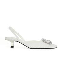 Vasaros moteriški krištoliniai bateliai Elegantiški kitten kulniukai Vestuviniai batai Smailus priekis Aukštakulniai Slingback Audinio Cirkonio basutės 35