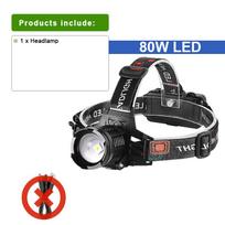 100000LM Super Bright 80W LED priekinis žibintas Didelio galingumo priekiniai žibintai žvejybai atsparūs vandeniui reguliuojami priekiniai žibintai lauko galvos žibintas 18650 A-Only headlamp