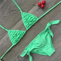 Mergaičių maudymosi kostiumėlis Bikini Menina Mielas vaikiškas dviejų dalių maudymosi kostiumėlis Kokybiški vaikiški maudymosi kostiumėliai Vaikų Falbala Biquini Infantil 4 spalvos 10 years old žalia