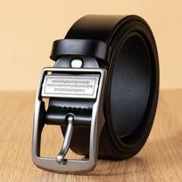Natūralios odos diržo sagtis Retro karvės odos diržas, vyriškas jaunimo vidutinio amžiaus laisvalaikio universalus džinsų diržas 110cm juoda