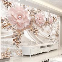 Tapetai Europos stiliaus Prabangūs gulbės papuošalai Rožinės gėlės Tapetai Svetainės miegamojo dekoras 3D lipdukai 200 cm(W) x 140 cm(H) beige