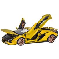1/18 Lambor automobilio modelis, lydinio liejimo modelis, berniukų žaislas SIAN FKP37 Superautomobilis, didelis modeliavimas, atidaromos 4 durys, su šviesa, kolekcionuojamas, vaikų žaislas geltona