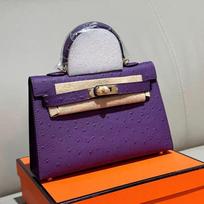 Naujas odinis moteriškas krepšys + galvos sluoksnis karvės odos stručio raštas 21.25 Stilingas rankinis kryžminis krepšys kasdieninis mačas 21cm without lock violetinė