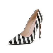 madingi moteriški aukštakulniai su zebriniu raštu seksualūs smailianosiai stiletto batai moteriški naujos mados seklesni aukštakulniai bateliai-pumpai vestuvinių suknelių batai 35 juoda