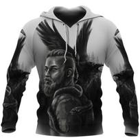 Vikingų džemperis Ragnar Varnas iš Odino 3D spausdintas vyriškas džemperis Harajuku gatvės apranga Puloveris Ruduo Unisex Laisvalaikio striukė Sportinis kostiumas S