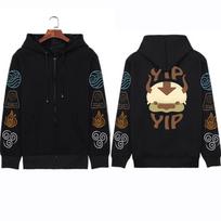 Appa Yip Spausdintas Gobtuvu Avataras Paskutinis Oro Valdovas Anime Džemperis Vyrams Moterims Didelio Dydžio Užtrauktuku Užsegami Džemperiai Harajuku Unisex Džemperis 4XL juoda