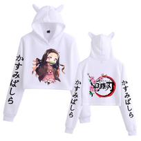 Kimetsu No Yaiba Demon Slayer Hoodies Anime Kamado Nezuko Graphic Print Harajuku Hoodie Unisex Y2k Drabužiai Sudadera XXL balta