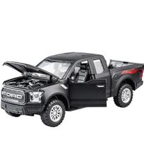 1/32 Ford Raptor F150 Didelių ratų lydinio liejinio automobilio modelis su garsu ir šviesa, atitraukiamas automobilis, žaislai vaikams, Kalėdinės dovanos juoda