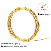 0.6mm,0.8mm,1.0mm 6M Kvadratinė Varinė Viela Pusiau Kietas Geltono Žalvario Viela Papuošalų Gamybai, Karoliukų Vėrimui, Rankdarbiams 0.6mm x 6M