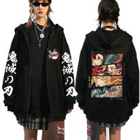 Vyrams Moterims Anime Užtrauktuku Užsegamas Džemperis Demon Slayer Grafinis Spaudinys Didelio Dydžio Džemperis Harajuku Unisex Žieminis Šiltas Gatvės Drabužis Užsegama Striukė S