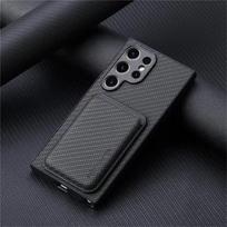 Magnetinis su kortelių laikikliu telefono dėklas Samsung Galaxy S23 S21 FE S24 S22 Ultra Plus S20 galiniam dangteliui Samsung S24 Ultra juoda