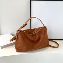 Nauja zomšinė peties rankinė moterims Zomšinė hobo rankinė Reguliuojamas dirželis Rankinė su vidine kišenė Portfelis Užtrauktukas Crossbody rankinė ruda