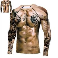 Raumenų tatuiruotė Vyriški kompresiniai marškinėliai ilgomis rankovėmis Vilkas Drakonas Sportinė apranga Rashguard Fitneso sporto salės viršūnės Marškinėliai Gatvės apranga 2XL