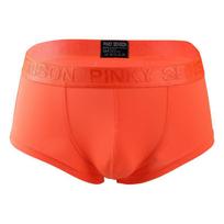 Men's Low Waist Nylon Ice Silk Boxers - Sexy, Thin, Wide Elastic XXL oranžinė