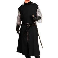 Rankų darbo siuvinys Viduramžių Helovino riterio vikingo tunika Cosplay kostiumas Marškiniai Vyriški kostiumai Renesanso siurkotas Tabardas LARP S juoda