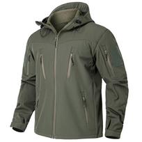 Vyriška Soft Shell taktinė striukė vandeniui atspari šilta vilna su gobtuvu karinis paltas Žieminiai žygiai Medžioklės drabužiai Viršutiniai drabužiai Lauko Striukė nuo vėjo JAV Dydis S armijos žalia spalva