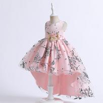 Mergaičių princesės gėlių suknelės, skirtos vakarėliui, vestuviniai kostiumai, nėriniai, lanko formos, vaikiški vestidos, gimtadienio ceremonijos drabužiai 110cm šviesiai rausvos spalvos