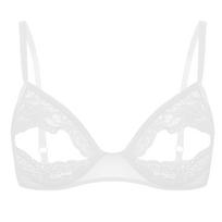 Moteriškos nėriniuotos liemenėlės Minkštas seksualus apatinis trikotažas su gėlėmis, reguliuojami petnešėliai, atviri speneliai suskaldyti bralette be laidų be pamušalo liemenėlės apkarpytos viršutinės dalies 4XL balta