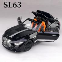 Nauja 1:22 Benz SL63 modelis žaislinis automobilis lydinio liejimo šviesa garsas traukiamos durys atidaromos kabrioleto sportinių automobilių modelių kolekcijos dovanos juoda