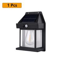 LED Saulės Sieninis Šviestuvas Buitinis Sodo Volframo Lemputė Lauko Vandeniui Atsparus Sieninis Šviestuvas su Judesio Jutikliu Vilos Apšvietimas Naktinė Lemputė 1 Pcs