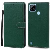RealmeC21 C 21 dėklas piniginė odinis atverčiamas telefono dėklas skirtas OPPO Realme C21 telefono dėklas skirtas Realme C21 viršelis Coque Fundas for Realme C21 tamsiai žalia spalva