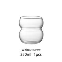 350/550ml Skaidrus stiklinis puodelis Šalto kavos puodelis su šiaudeliu Desertų sultys Pienas Gėrimų indai Puodelis Vakarėlio kokteilių stiklinės Arbatos puodelis 350-550ml