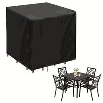 Lauko sodo baldų apsauginis uždangalas Kvadratinis Oksfordo audinio sodo stalo ir kėdžių apsauginis uždangalas nuo saulės ir lietaus 120x120x74cm juoda